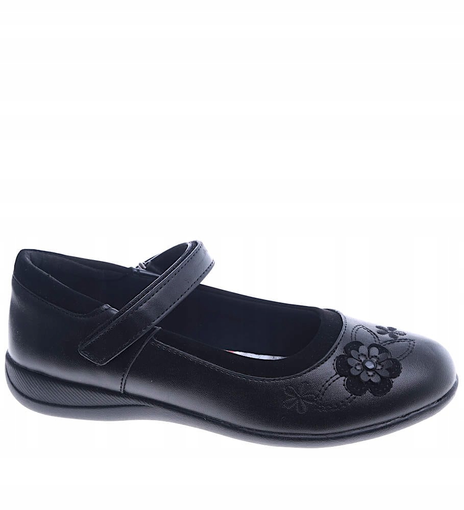 CZARNE DZIEWCZĘCE BALERINKI NA RZEPY buty PÓŁBUTY Z PASKIEM 13995 31 Kolor czarny