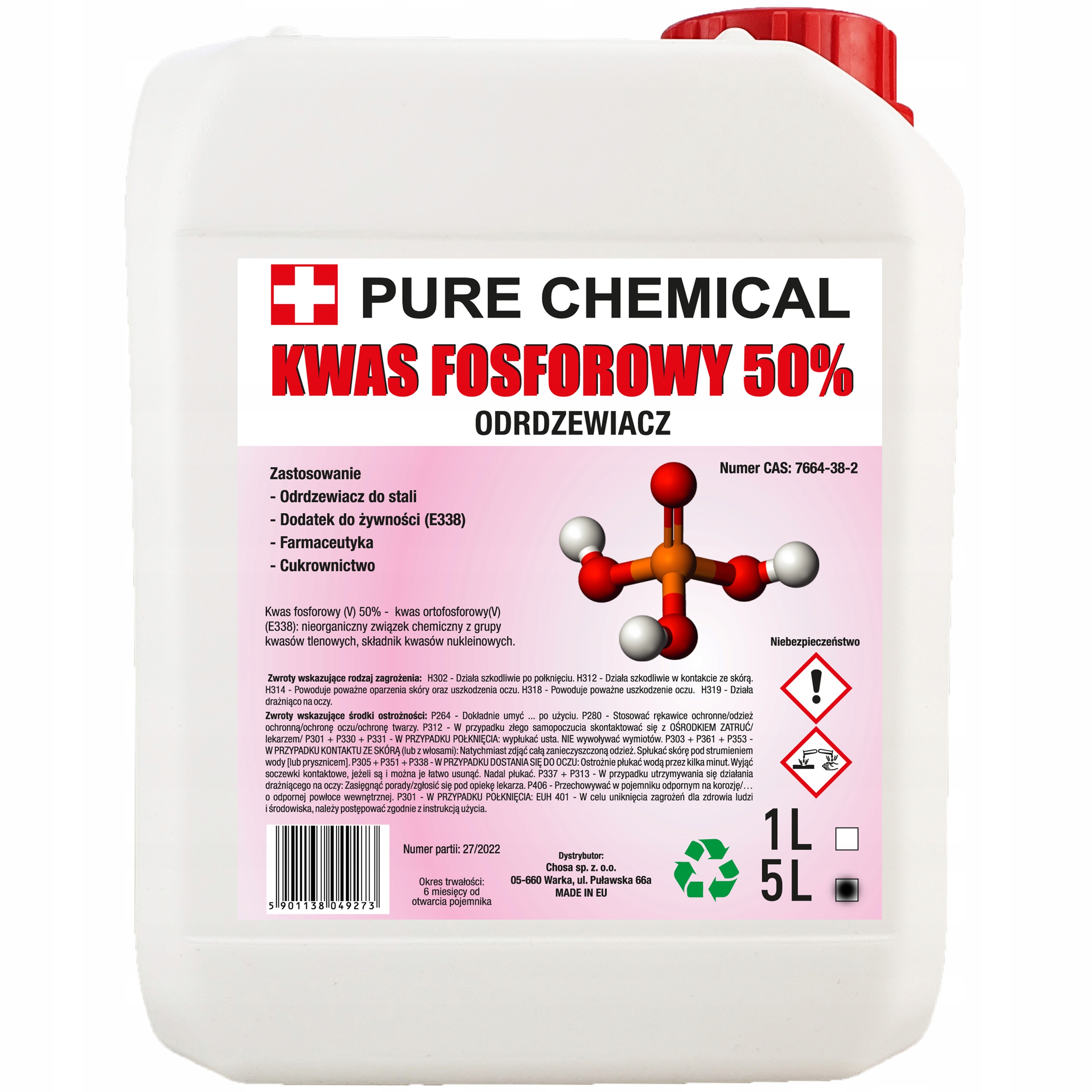 

Odrdzewiacz 50% Kwas Fosforowy Antykorozyjny 6kg