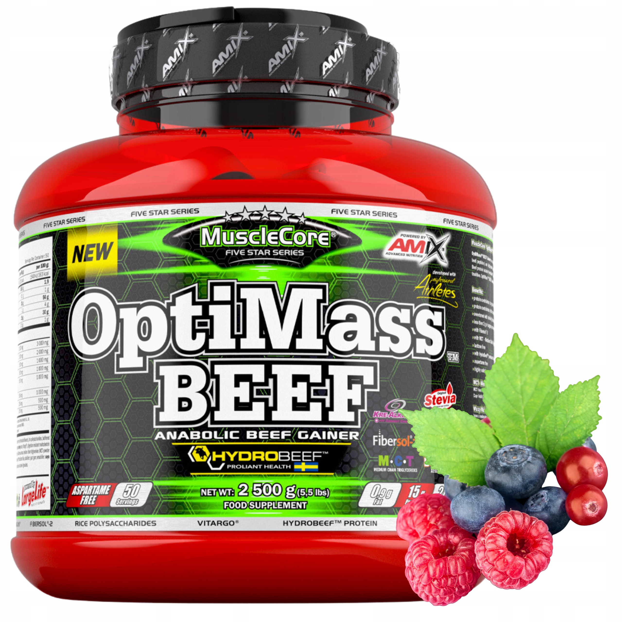 Gainer Beef Protein Kreatin Vláknina L Glutamin Mct Bcaa OptiMass Beef