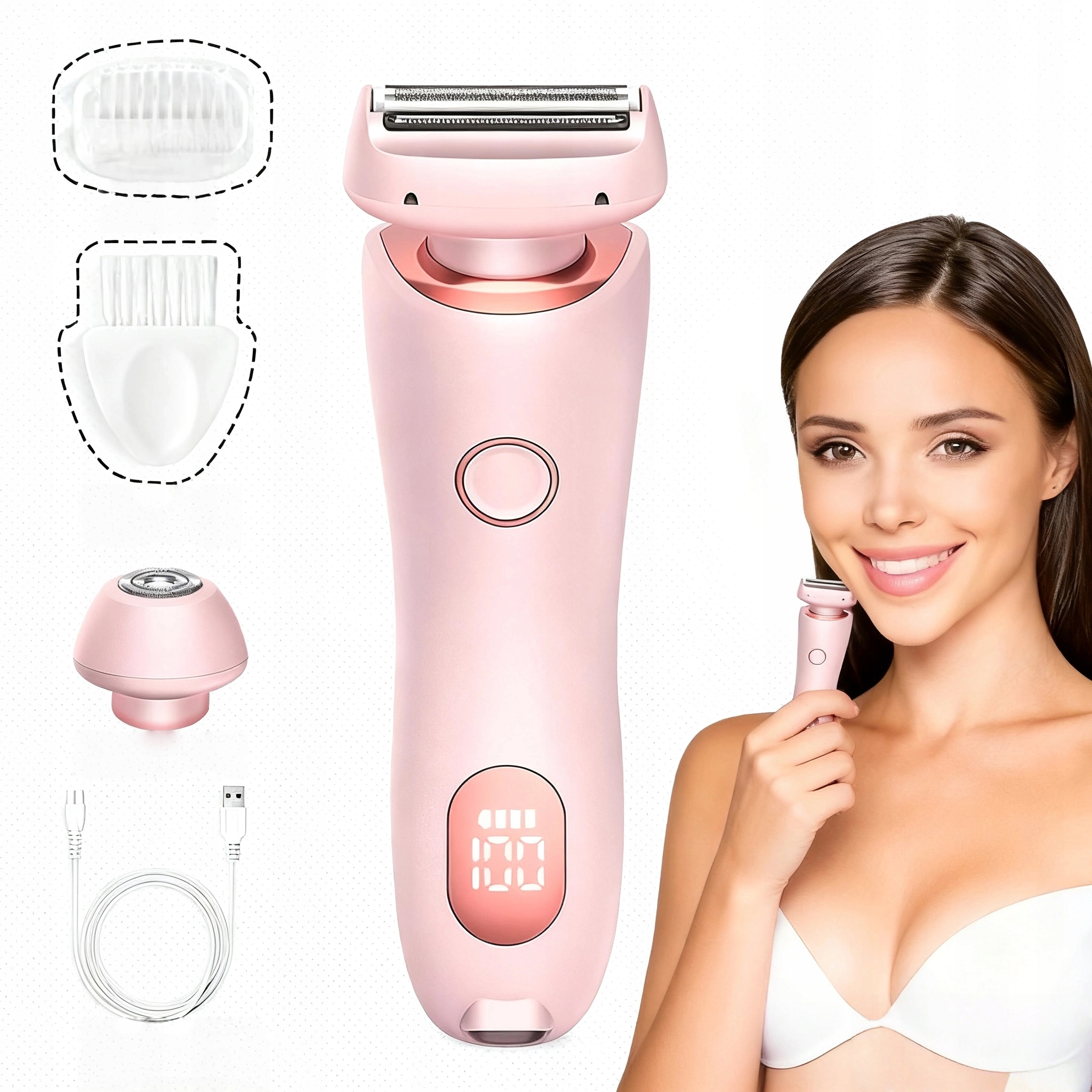 Holicí Strojek Depilátor na nohy těla Intimních Míst pro podpaží, Usb zastřihovač