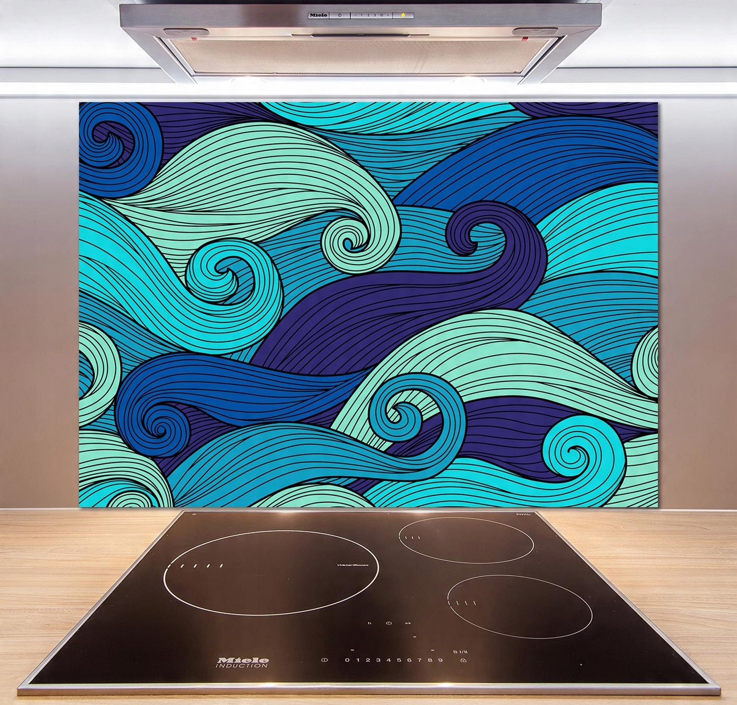 

Panel do kuchni Abstrakcyjne fale 100x70 cm + Klej