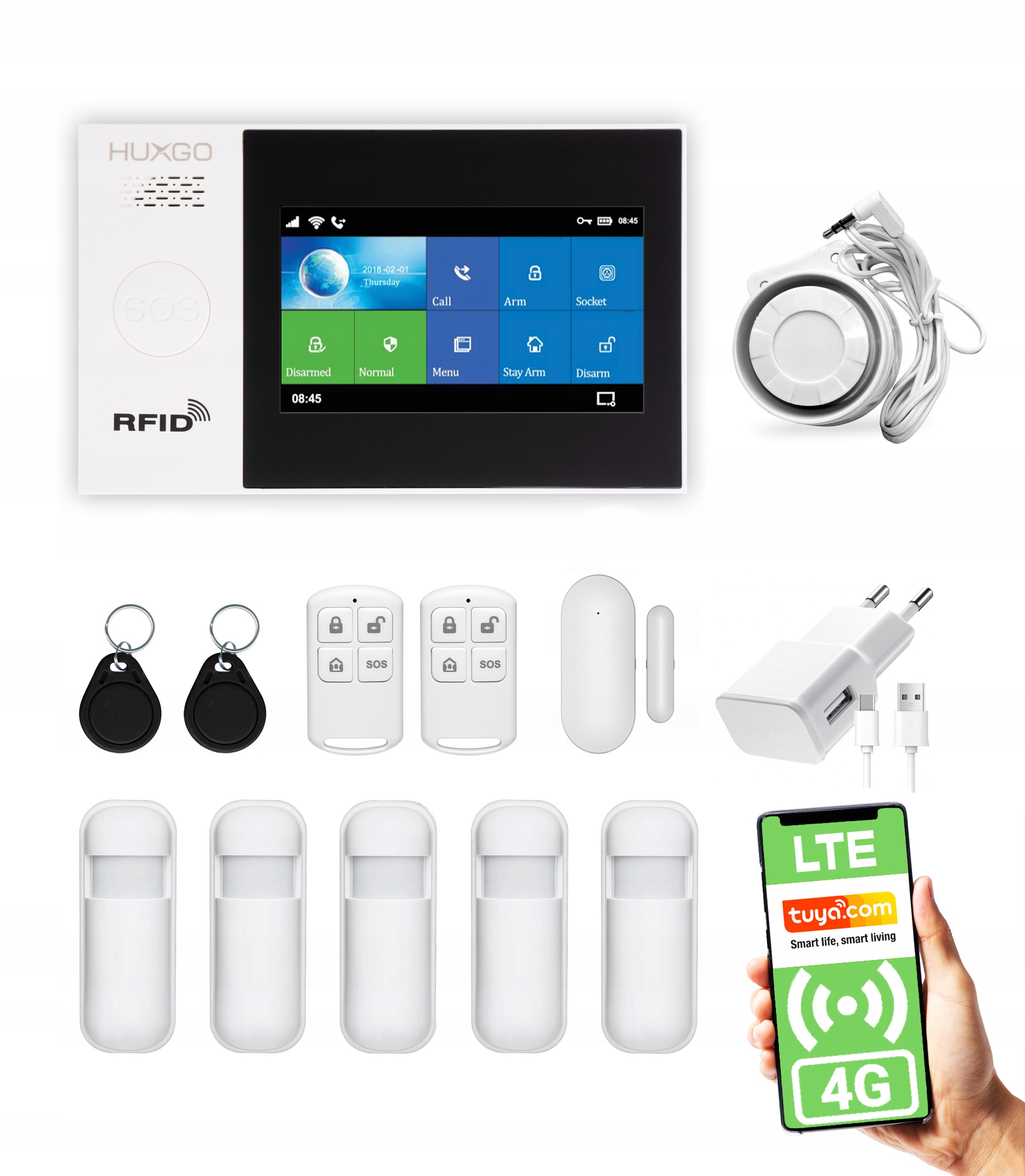 Bezdrôtový alarm WiFi Gsm Sms 4G Lte app Tuya