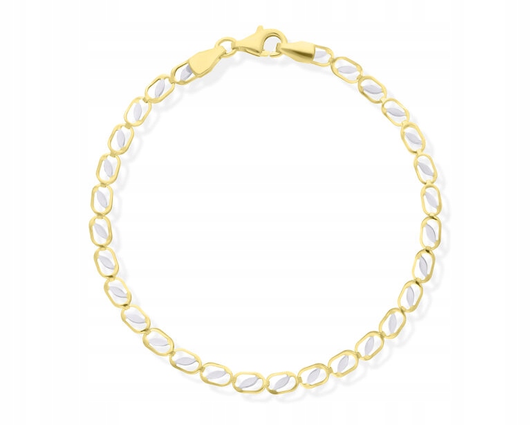 Zlatý náramek 585 pro ženy, široký s bílým zlatem, délka 19 cm, 14 k