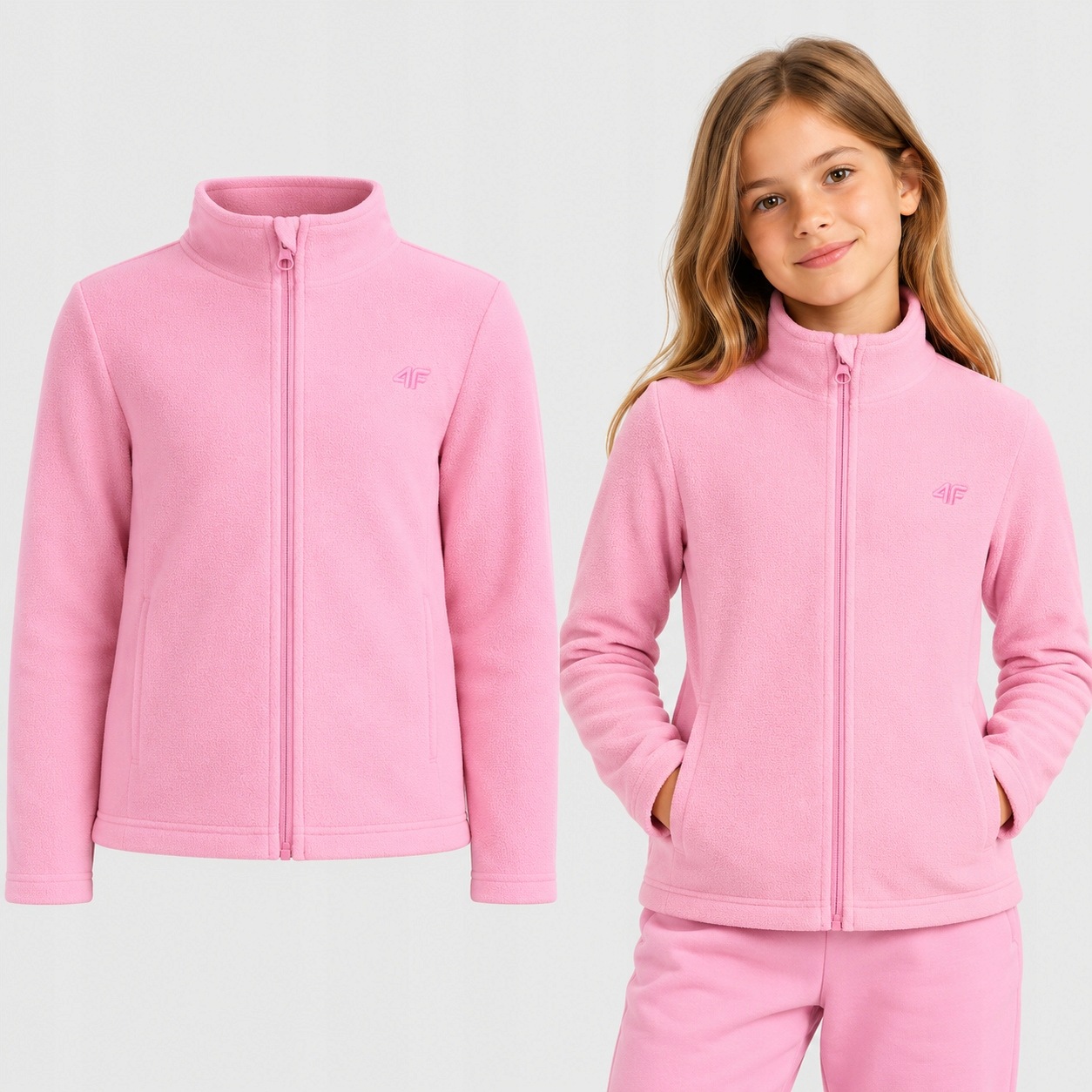 Polar Dziewczęcy 4F Dziecięcy Junior Rozpinany Bez Kaptura 122 F472 AW26