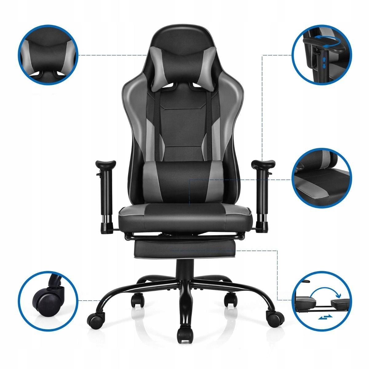 Fotel gamingowy Costway Fotel czarny