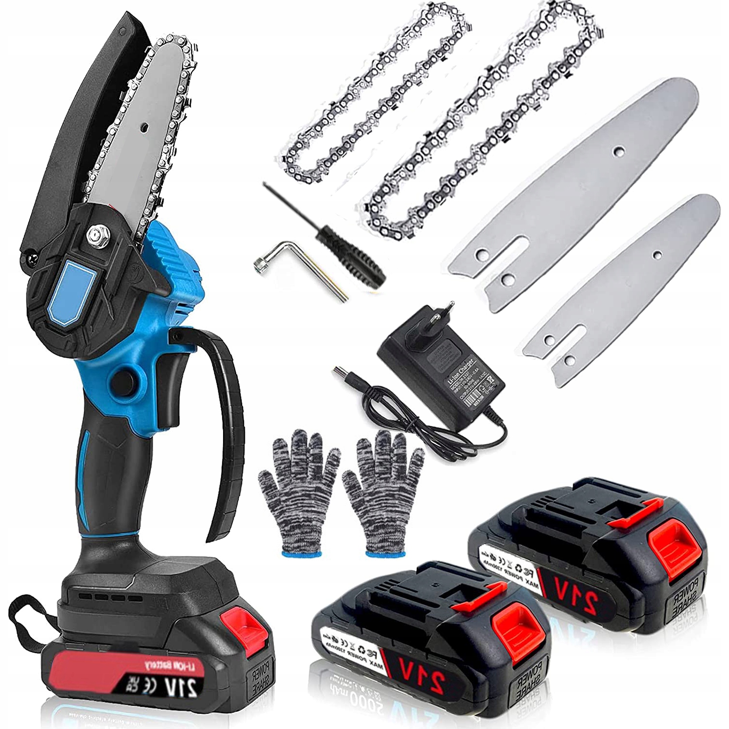 PIŁA ŁAŃCUCHOWA AKUMULATOROWA 6"+ 4" PILARKA RĘCZNA GAŁĘZIÓWKA MOCNA 2x AKU