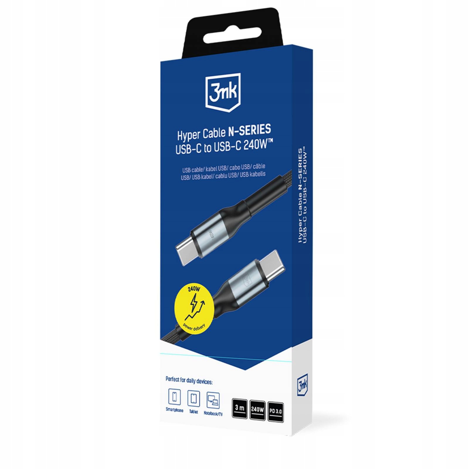 3MK Hyper Cable N-series C To C 3M Pd 3.0 Qc 3.0 48V/5A 240W Black