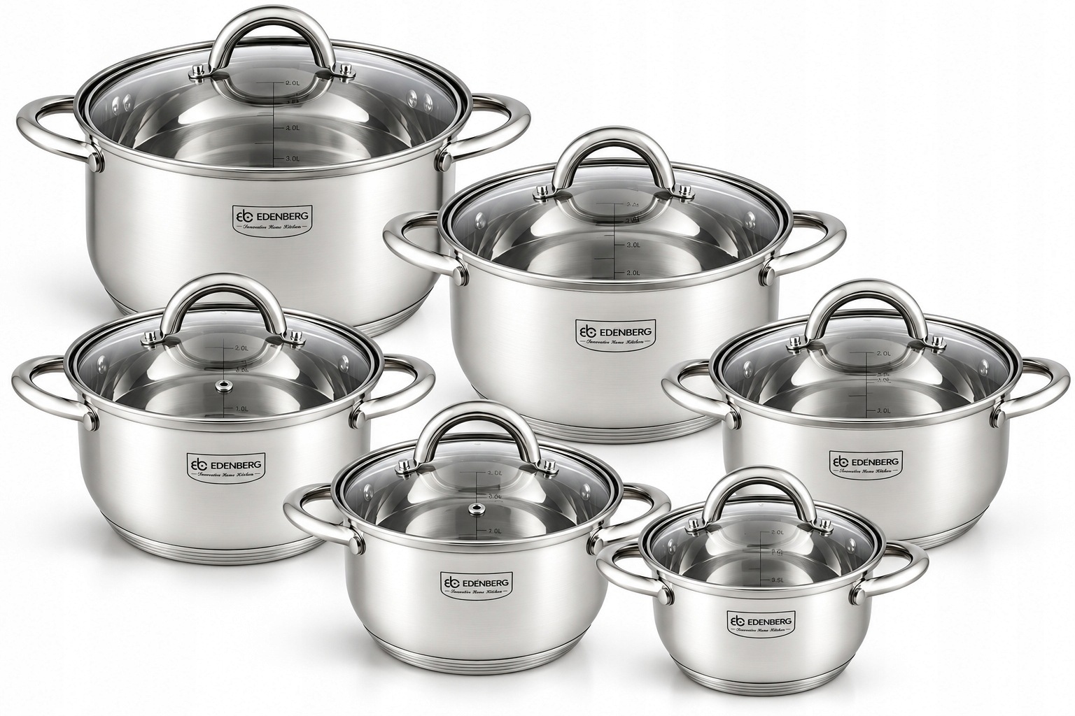 Súprava Hrncov Edenberg Premium Solid Steel, 12 Ks hrncov