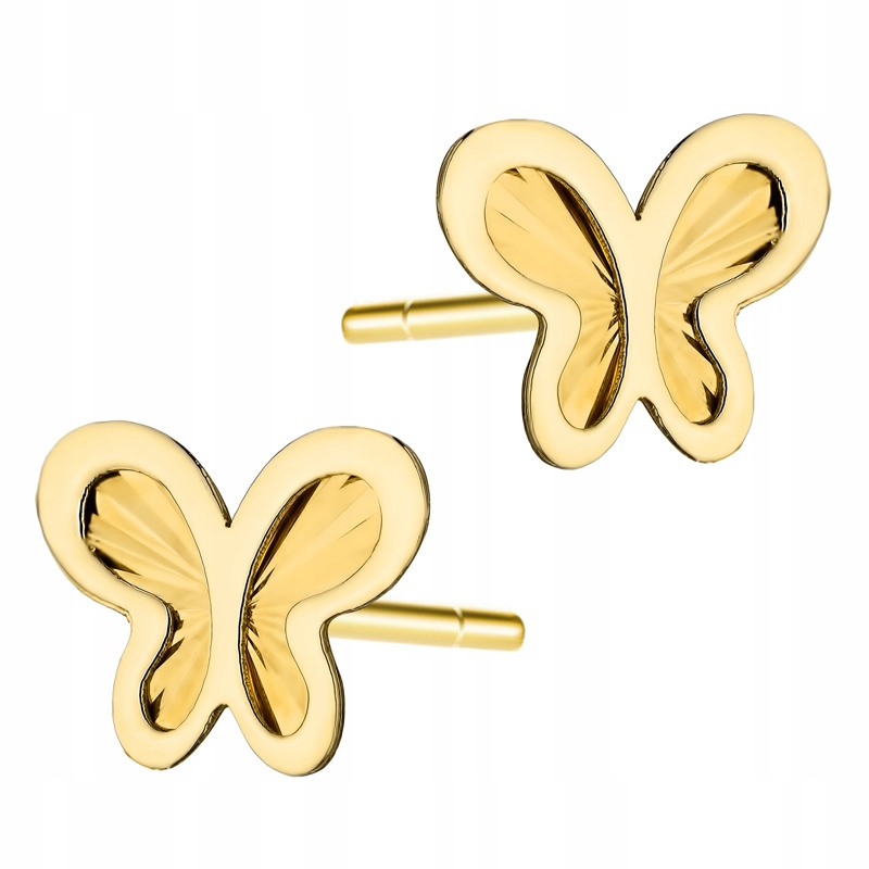 Zlaté Náušnice Dámské pr. 585 Diamantové motýlky 14k