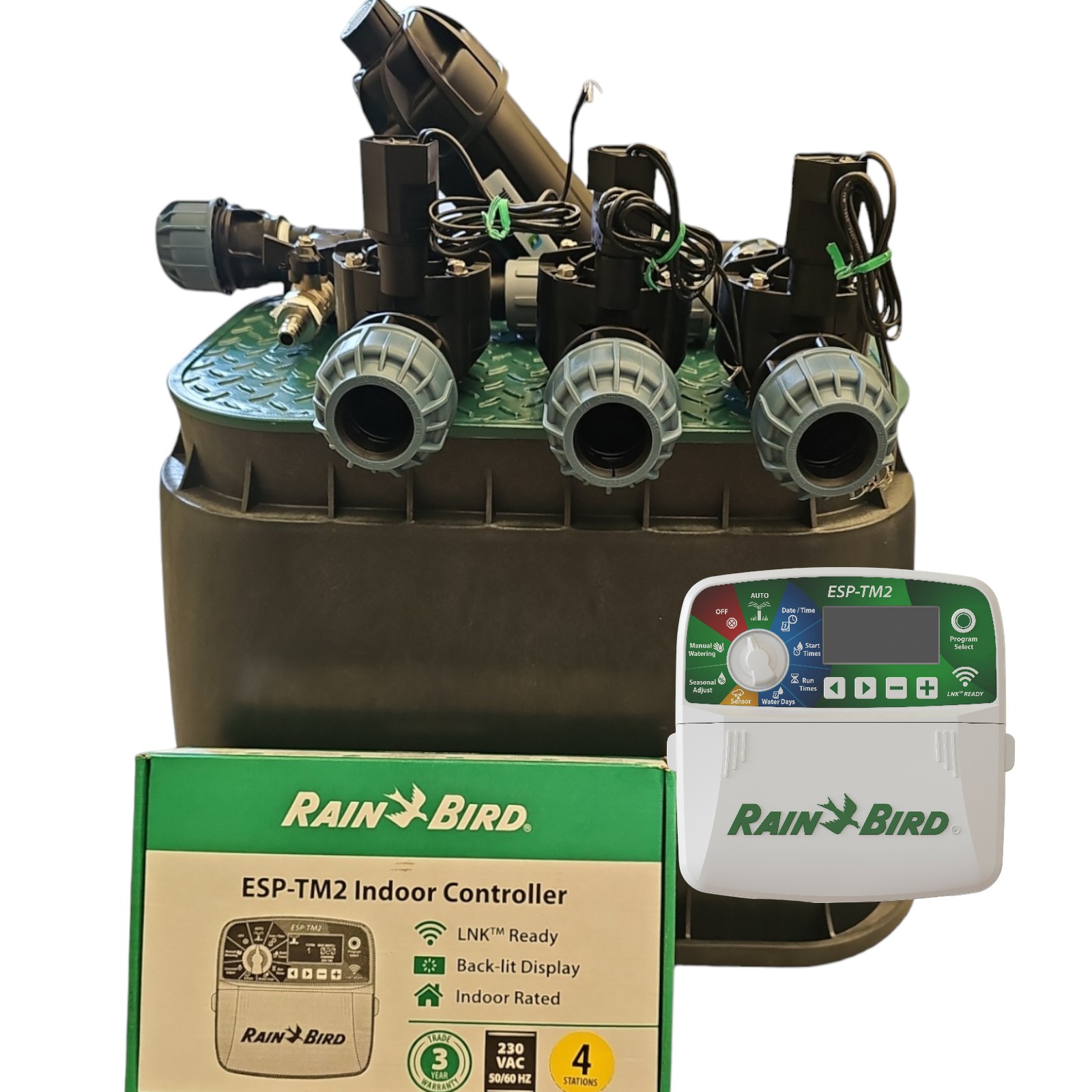 Zestaw Rain Bird Hv 3 sekcje Kolektor z filtrem Sterownik TM2 na rurę Pe 32