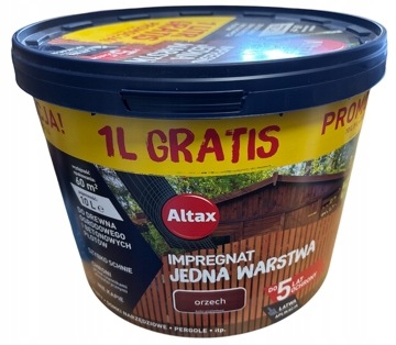 Impregnat do drewna Altax Jedna Warstwa orzech 10l