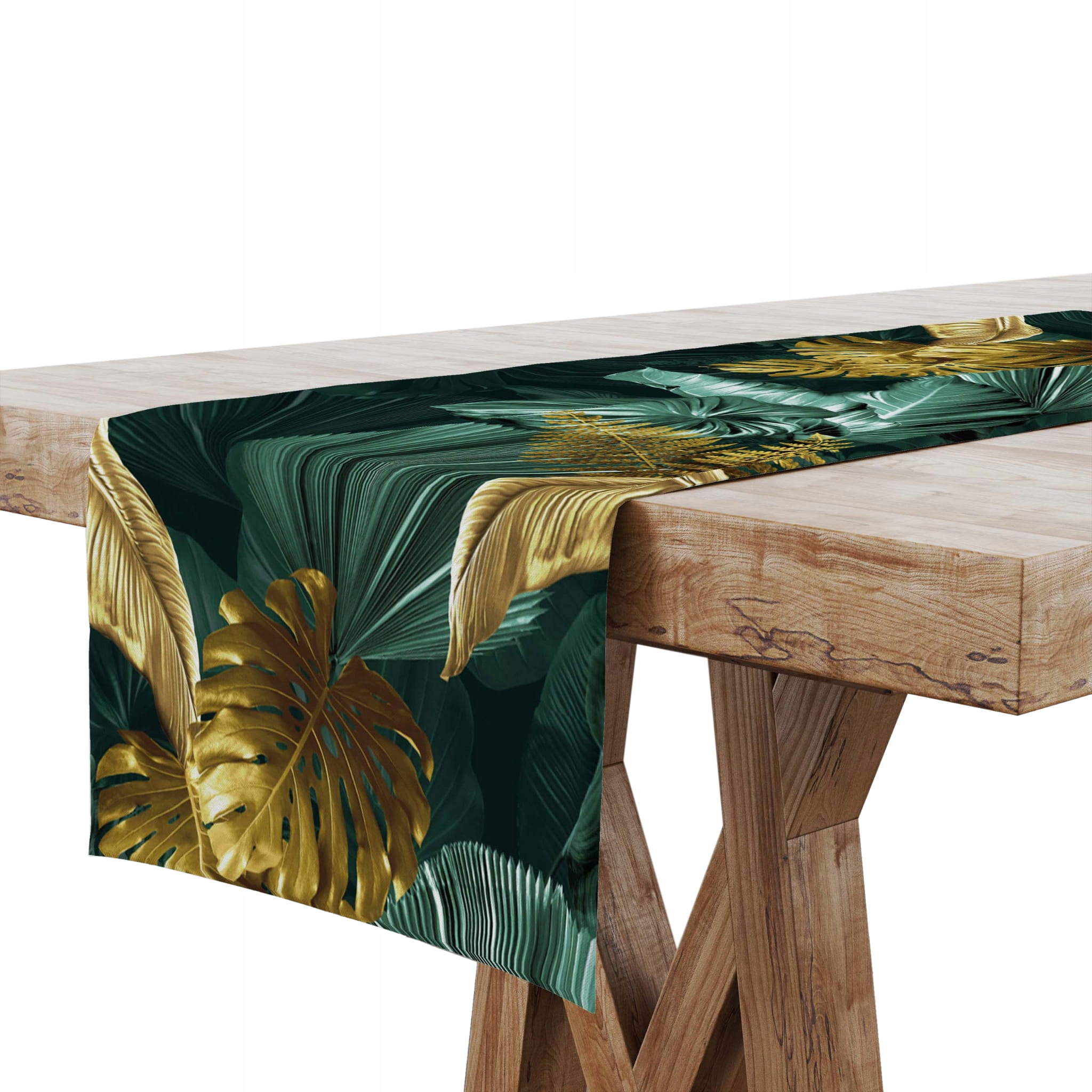 

Bieżnik na Stół 40x240 Zielony Liście Złote 8267