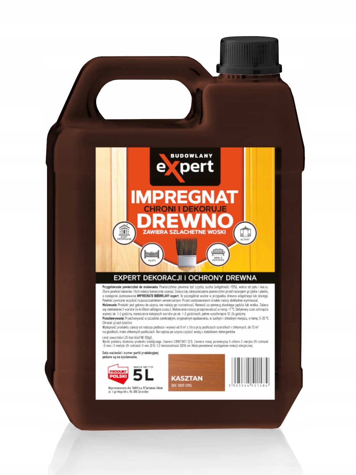 IMPREGNAT farba do drewna z WOSKAMI 5l KASZTAN Przeznaczenie do drewna