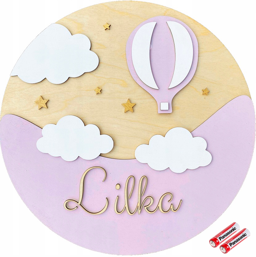 Lampka nocna BALON duża LED prezent dziecko imię