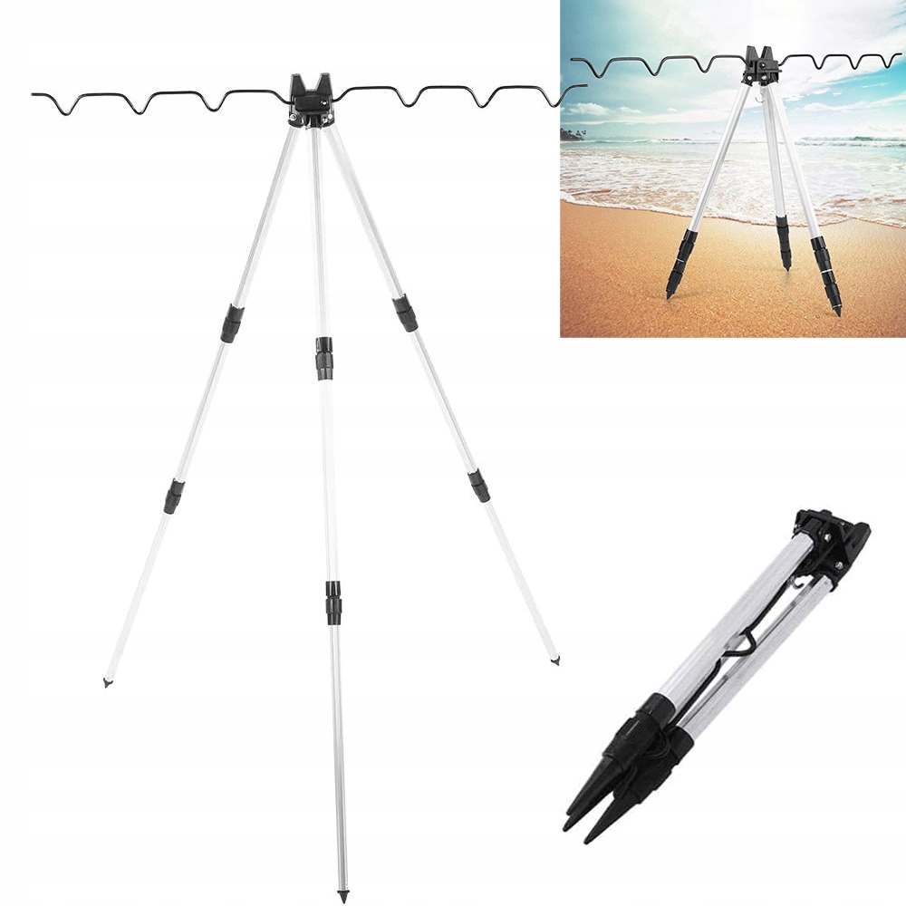 Podpórka Wędkarska Statyw Tripod Składany Aluminiowy Gruby Mocny Czarny