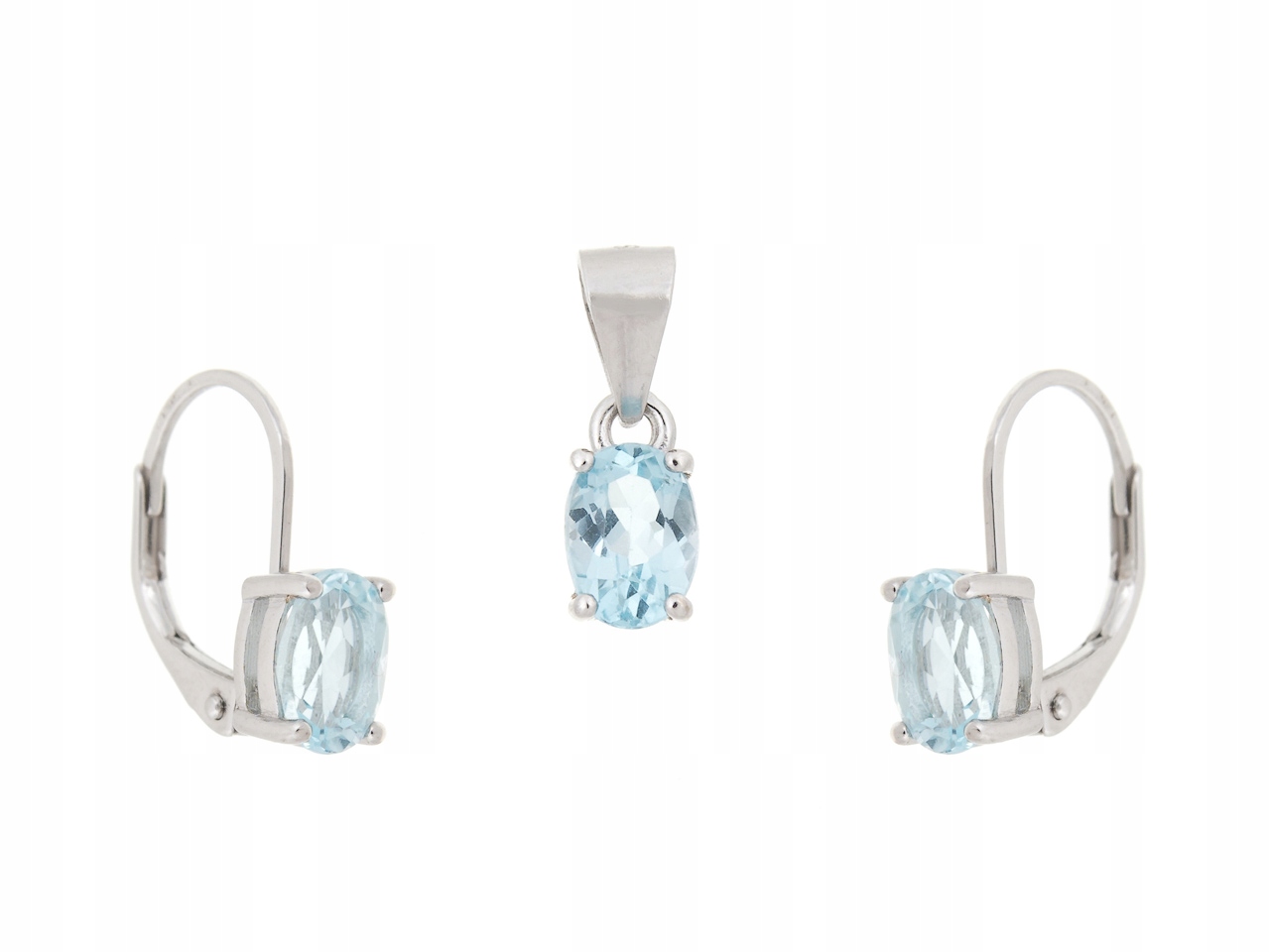 Stříbrný Rhodiovaný Komplet Sky Blue Topaz Přírodní Dárek