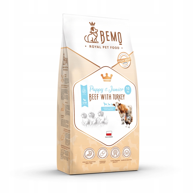 Levně Suché Krmivo pro štěňata junior Bemo 10 kg hovězí krůtí krůta krmivo