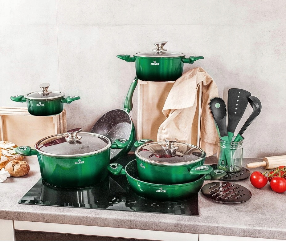 Zestaw garnków Zilner zielone KIWI 21 el. Kod producenta ZL-8542