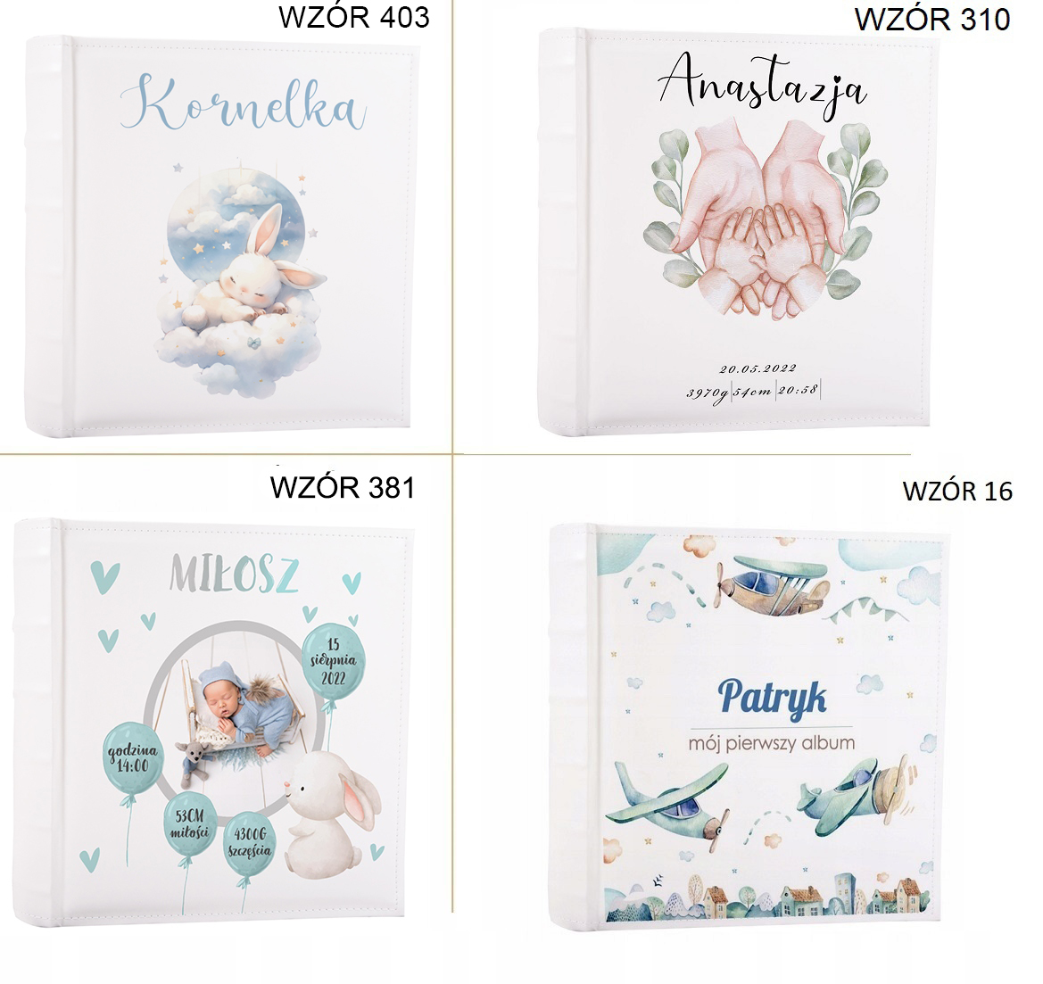 DUŻY ALBUM 500 ZDJĘĆ Z NADRUKIEM METRYCZKA DZIECKA Rodzaj albumu album z kieszeniami