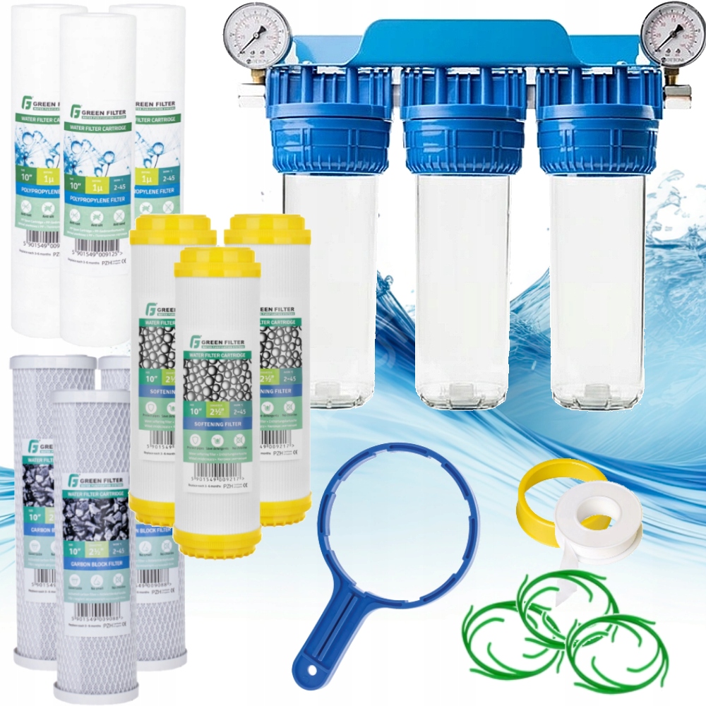Filtr Wody Wstępny Cały Dom 3 Stopniowy Zmiękczacz