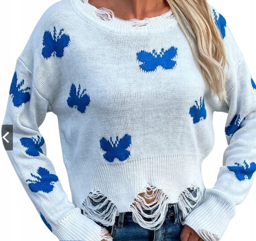 Dámský svetr s motivem motýlů a ostrou povrchovou úpravou M