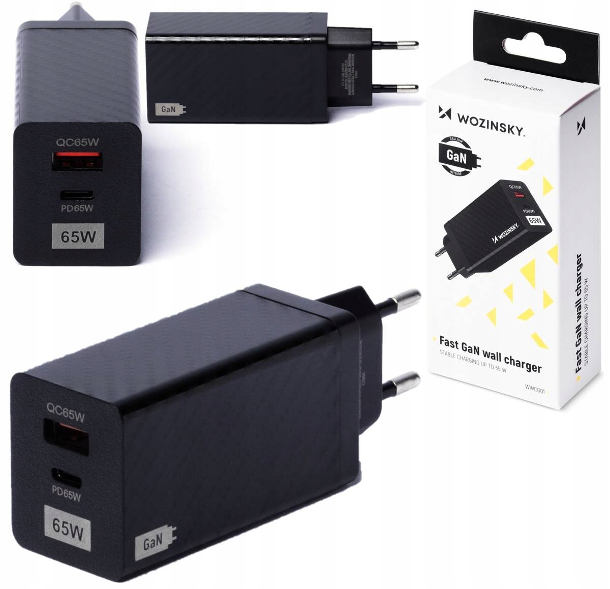 

Wozinsky ładowarka sieciowa GaN 65W Usb-c QC3 Pd
