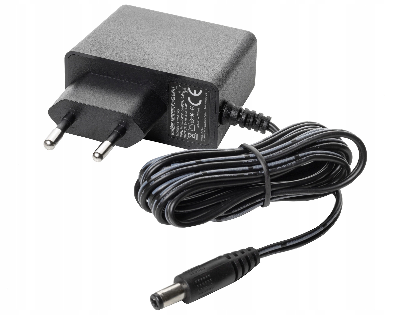 Zasilacz wtyczkowy Espe E18-1505-211 5V 3A 15W wtyk prosty 2,1x5,5mm