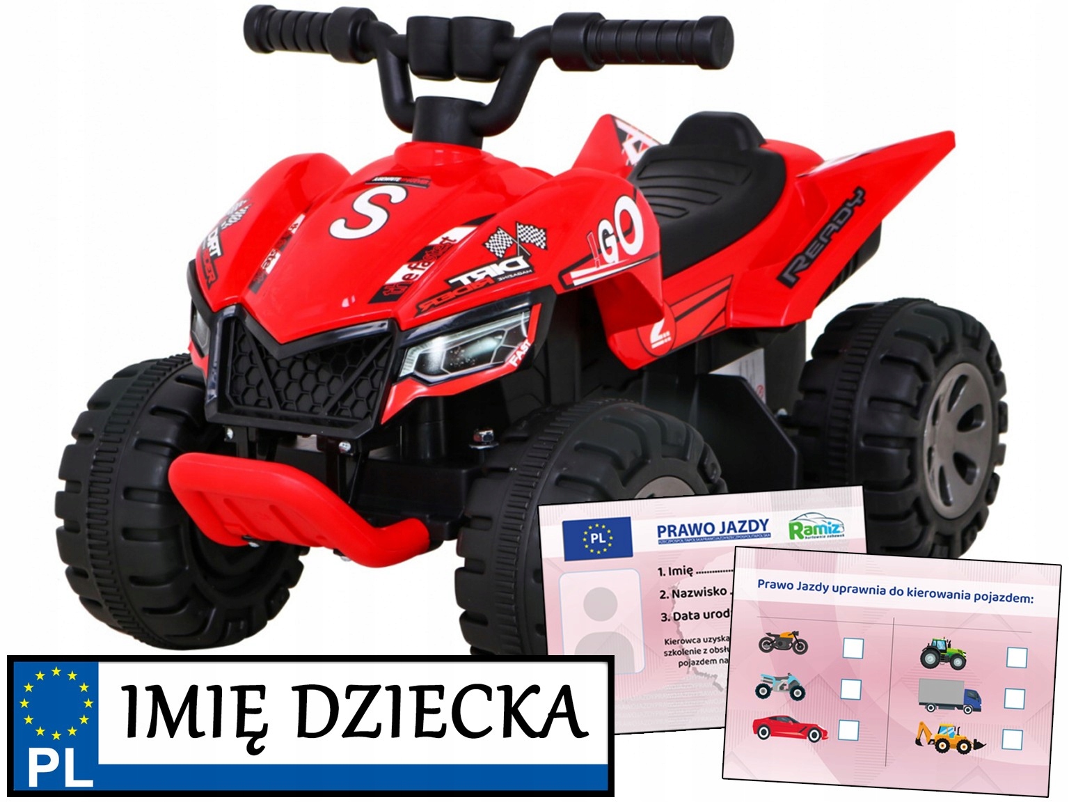 pierwszy Quad na akumulator The Fastest jeździk na dużych kołach Melodie