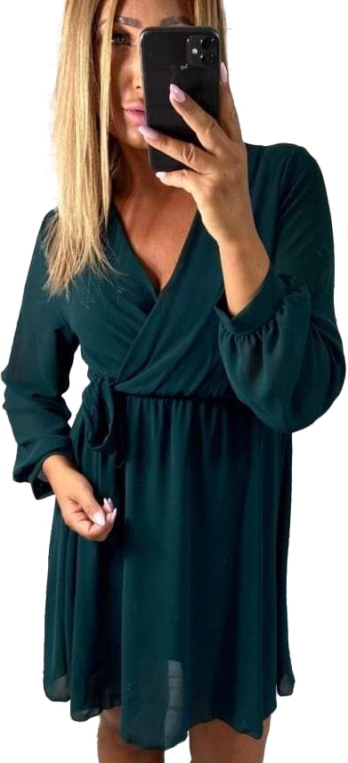 Šaty Elegantní Žerzejový výstřih Velké velikosti Zelená velikost 44