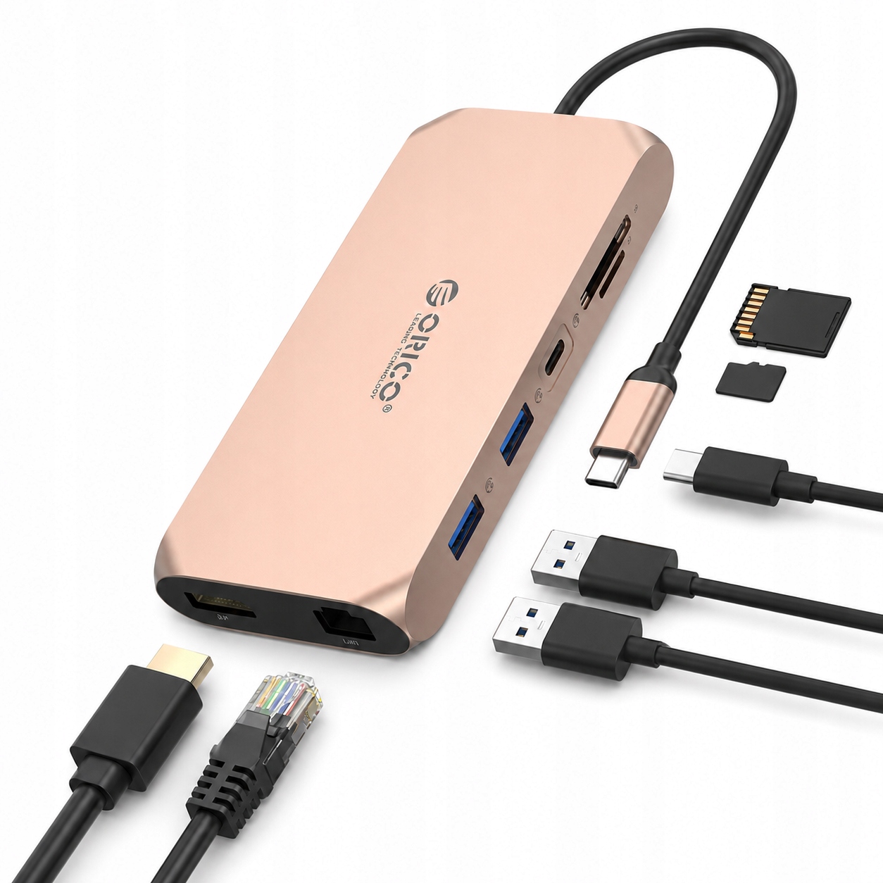 Orico Dokovací Stanice Usb-c 12V1 2X Hdmi 4K 60HZ Displayport Lan Pd 100W Sd