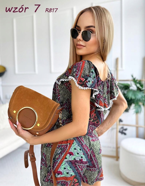 Letni KOMBINEZON DAMSKI modne kolorowe wzory Rozmiar L/XL