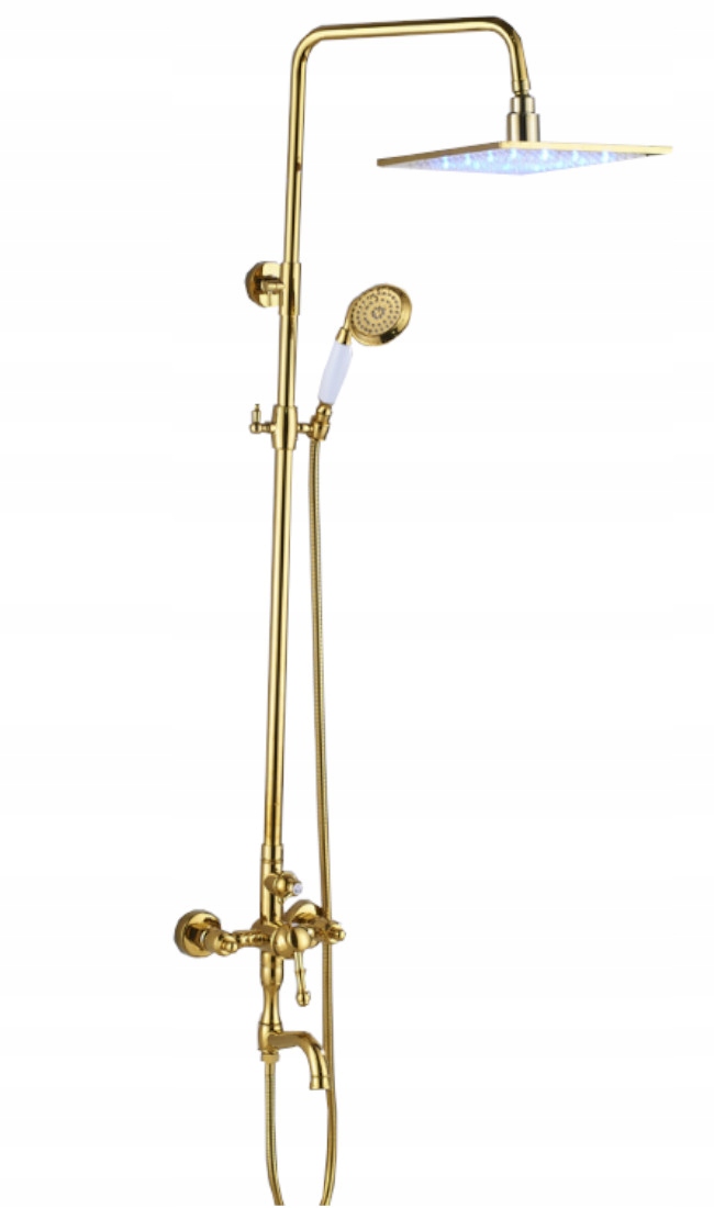 Sprchová Súprava S Dažďovou Sprchou Led Zlatá