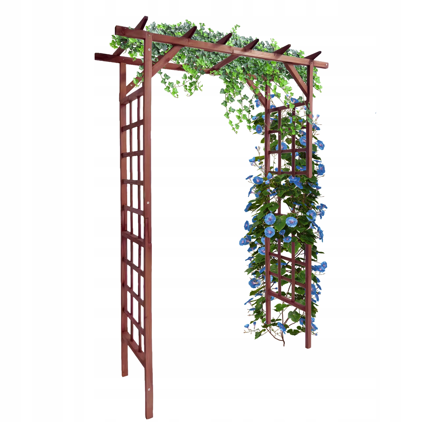 Łuk ogrodowy, pergola do roślin pnących, płaski blat, kolor tekowy
