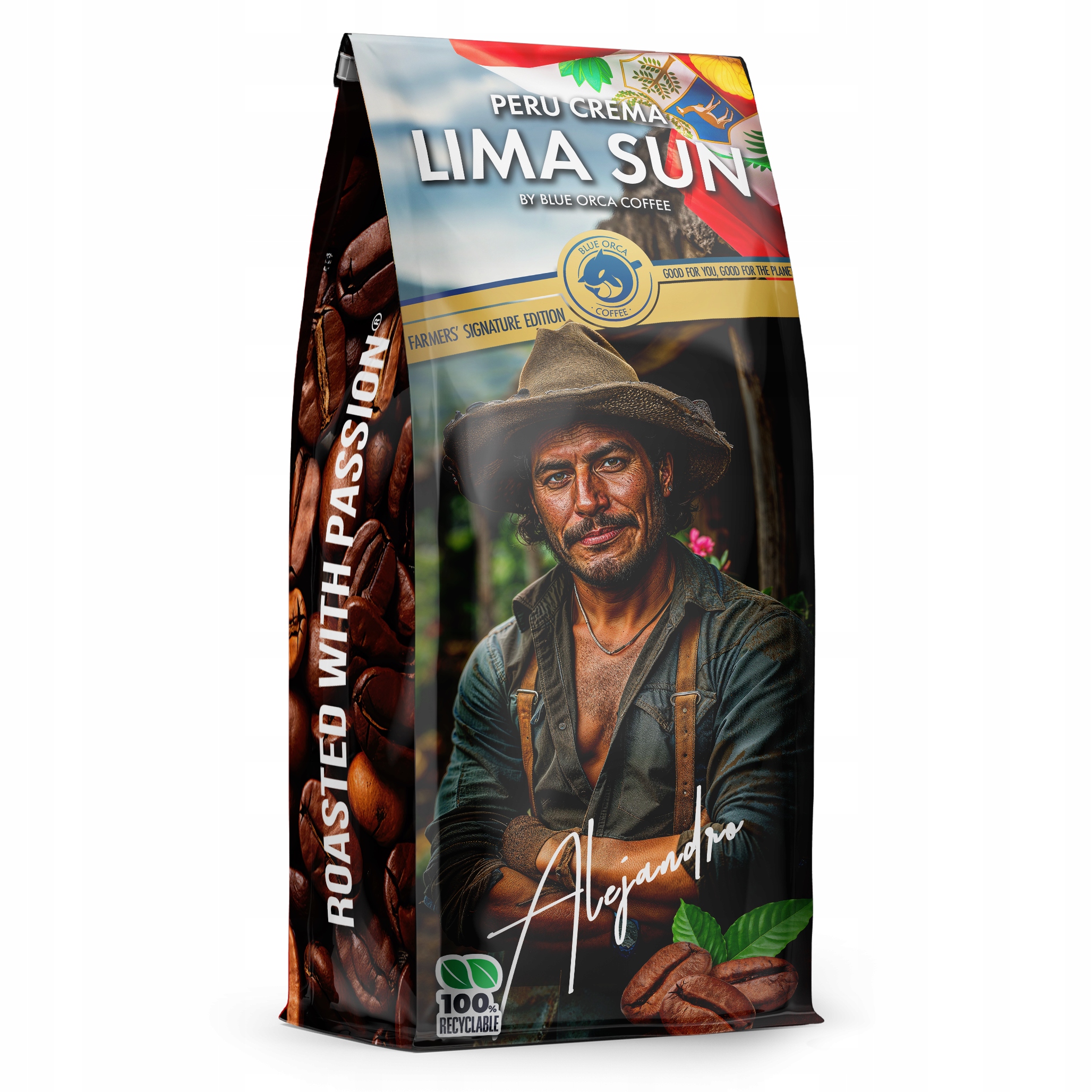 Levně Káva zrnková Peru Lima Sun Crema 1kg Limitovaná edice Farmers Blue Orca