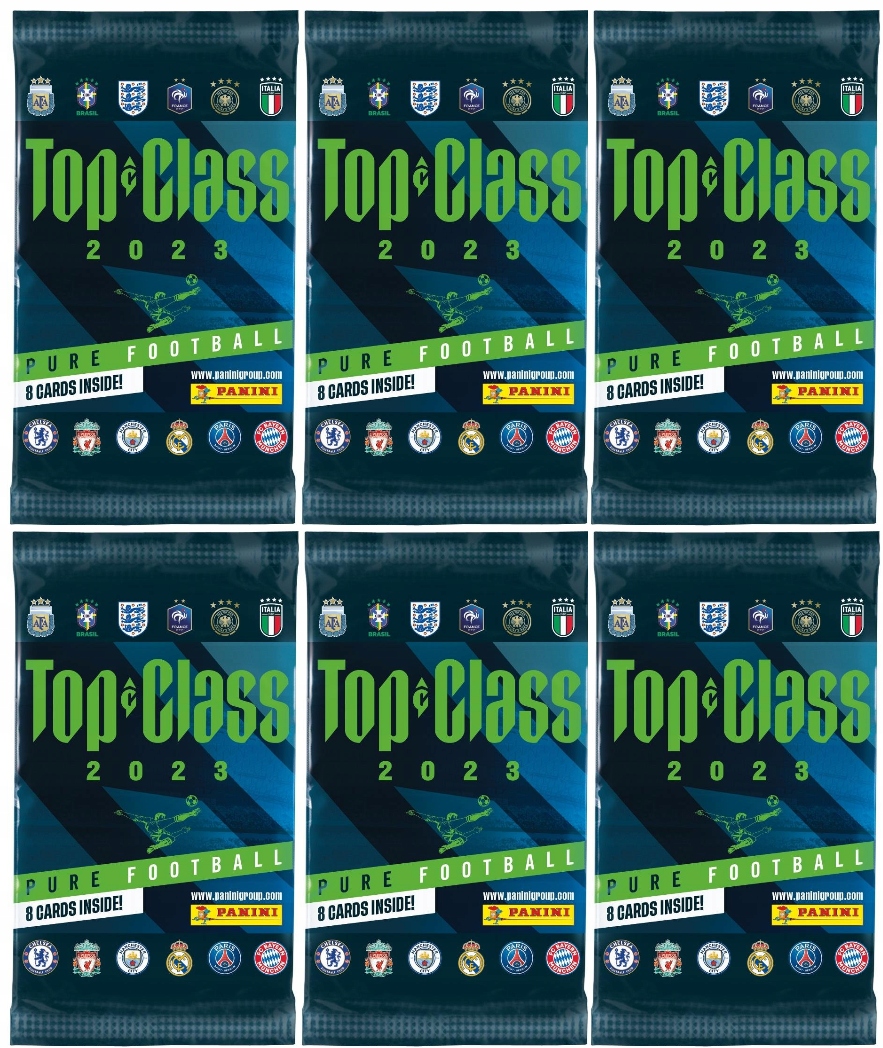 PANINI TOP CLASS 2023 6 SASZETEK SASZETKA 48 KART PIŁKARSKICH