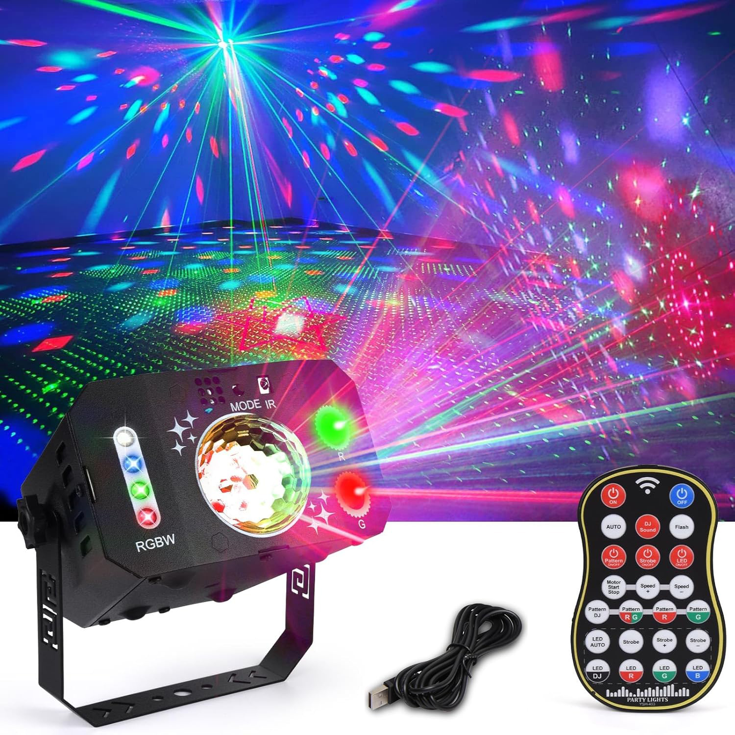 Disko Světlo Pro Párty S Dálkovým Ovladačem, Disko Koule S Hlasovým Ovládáním
