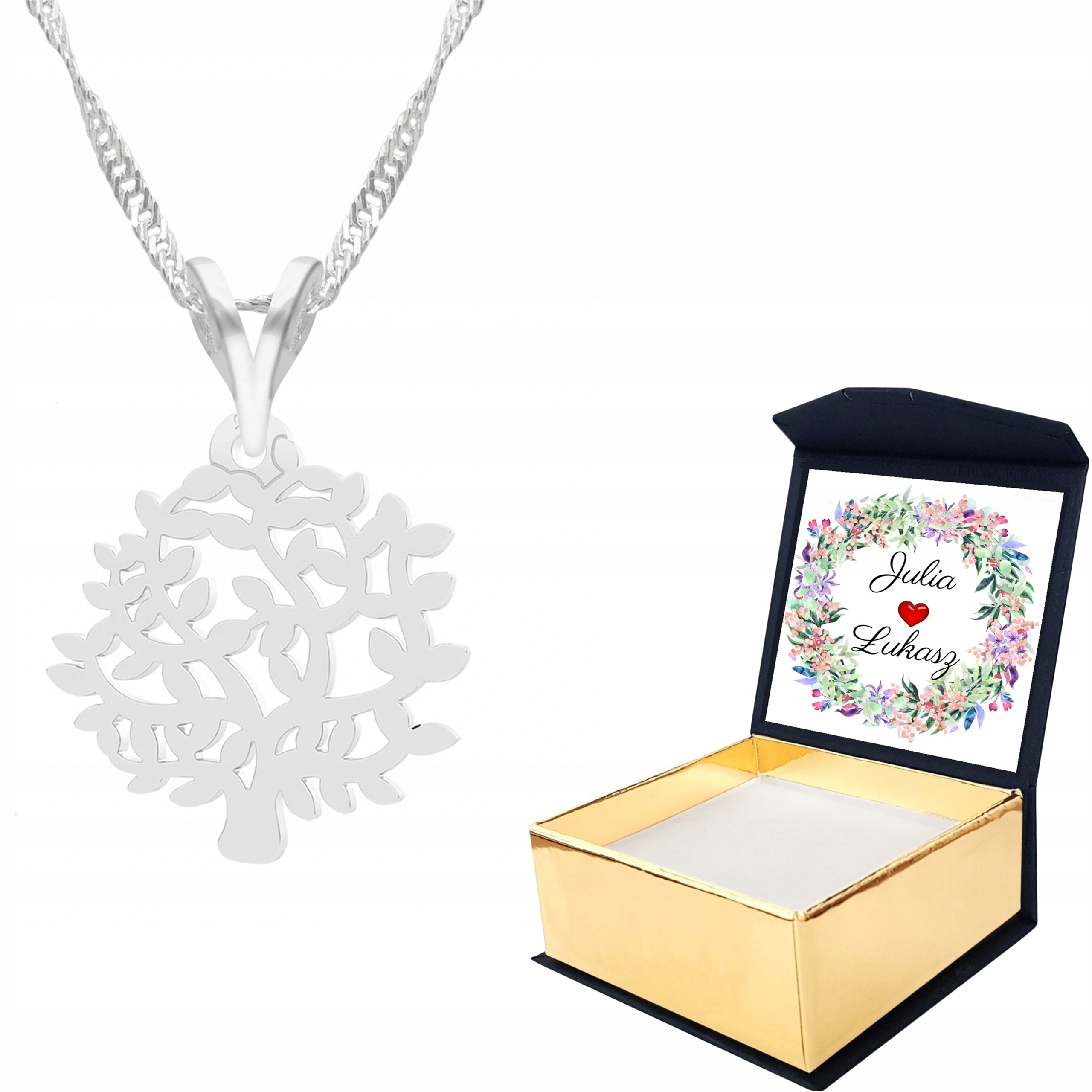 Stříbrný náhrdelník Prolamovaný strom Vlastní Potisk