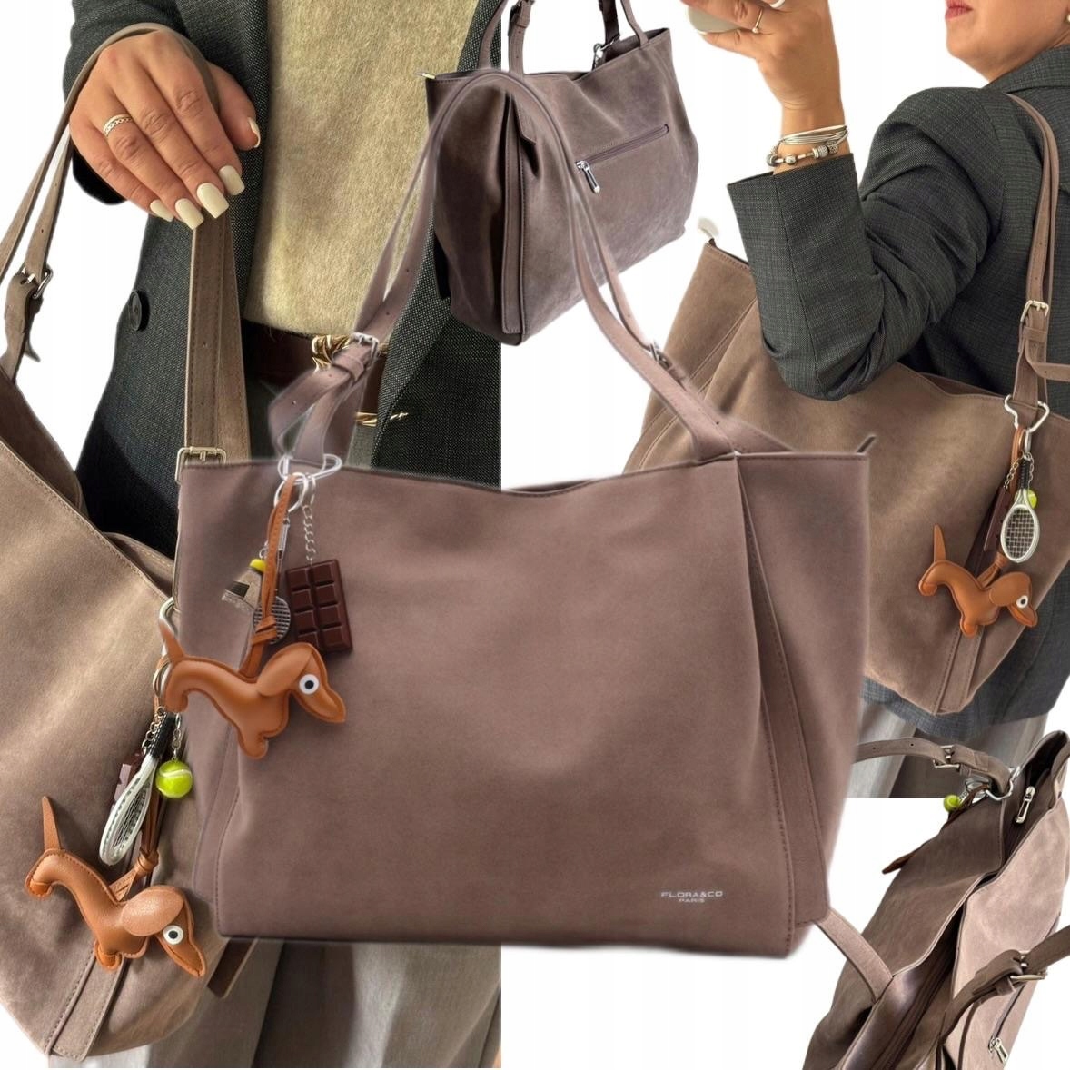 Dámská Kabelka Dárek Na Velikonoce Flora&co Semiš Eco Taška Shopper Šedá