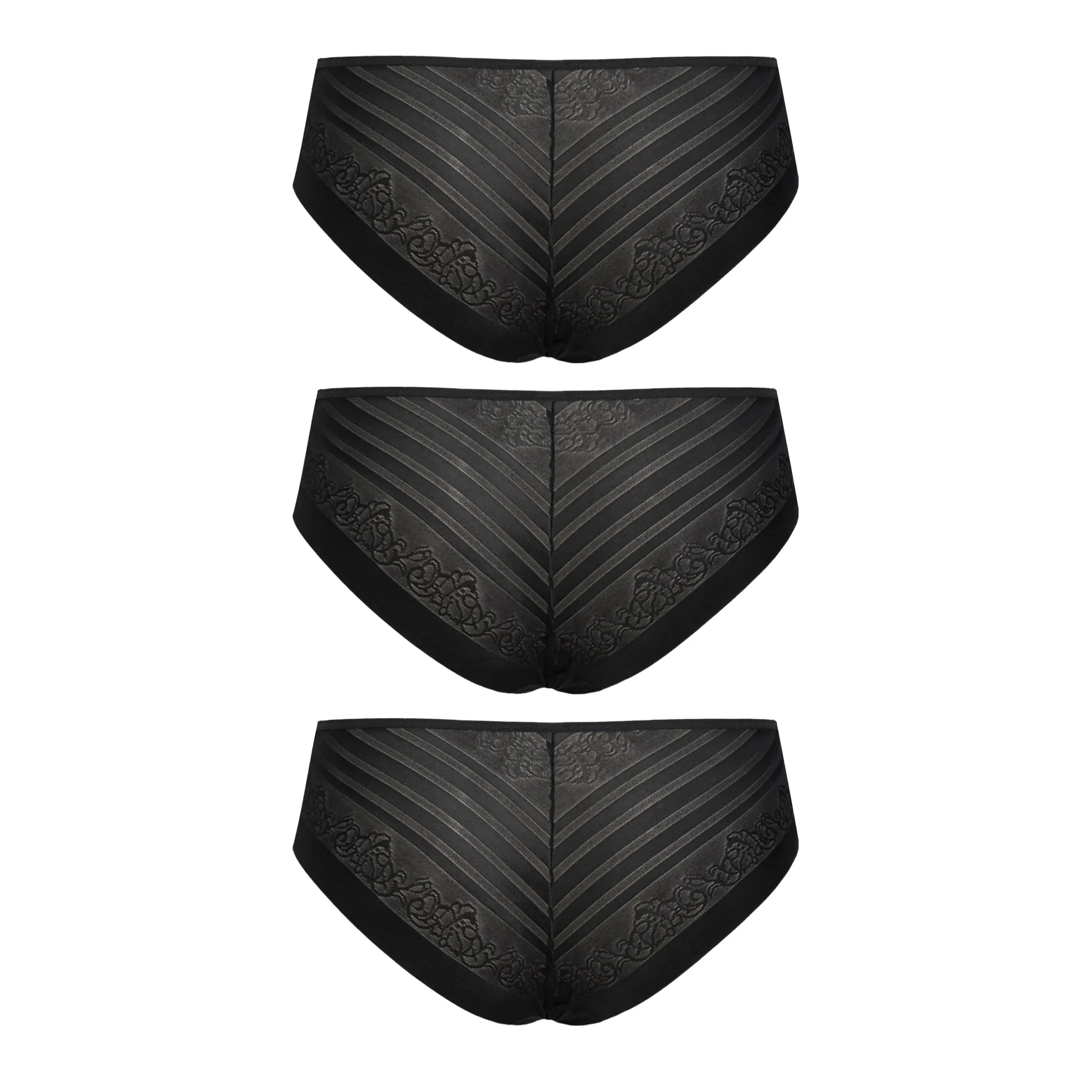 3 ks Kalhotky z tylu 2505 Flower Sielei 3x Nero S
