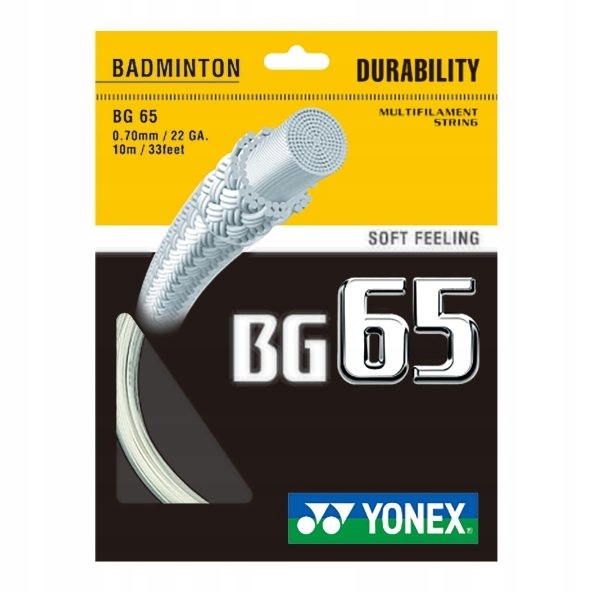 Naciąg do badmintona Yonex Bg 65 0.7 mm biały