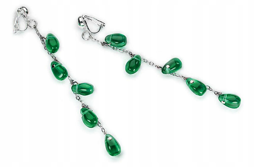 

Klipsy Kiara Długie Zielone Wiszące Łezki Emerald