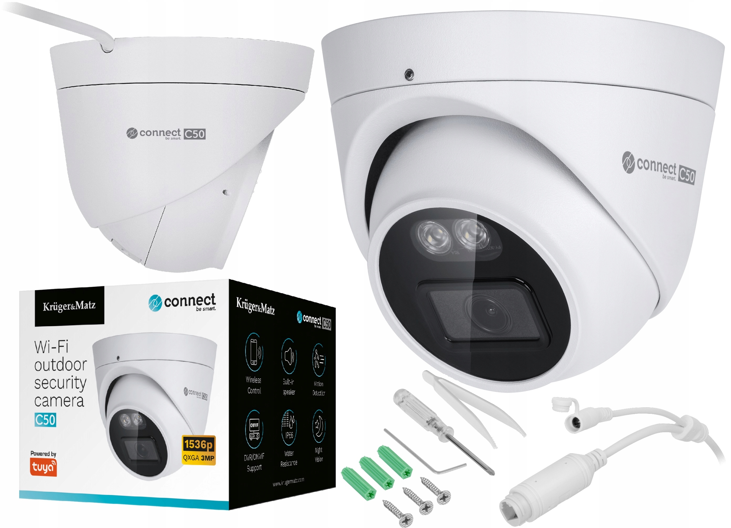 

Kamera Ip Zewnętrzna C50 Tuya 3MPX 1536P Wifi RJ45