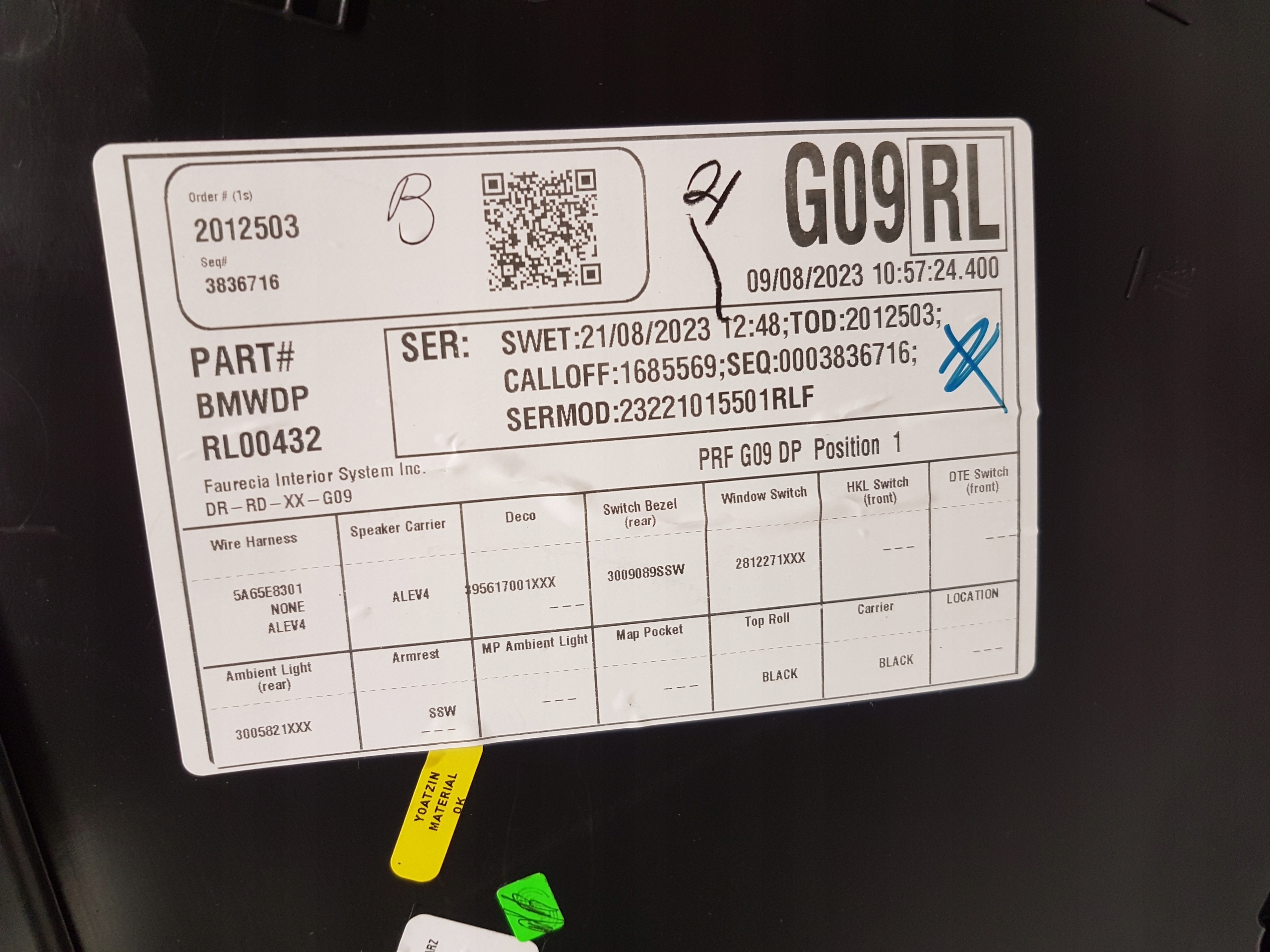 side upholstery door left rear part BMW XM G09 5A68697