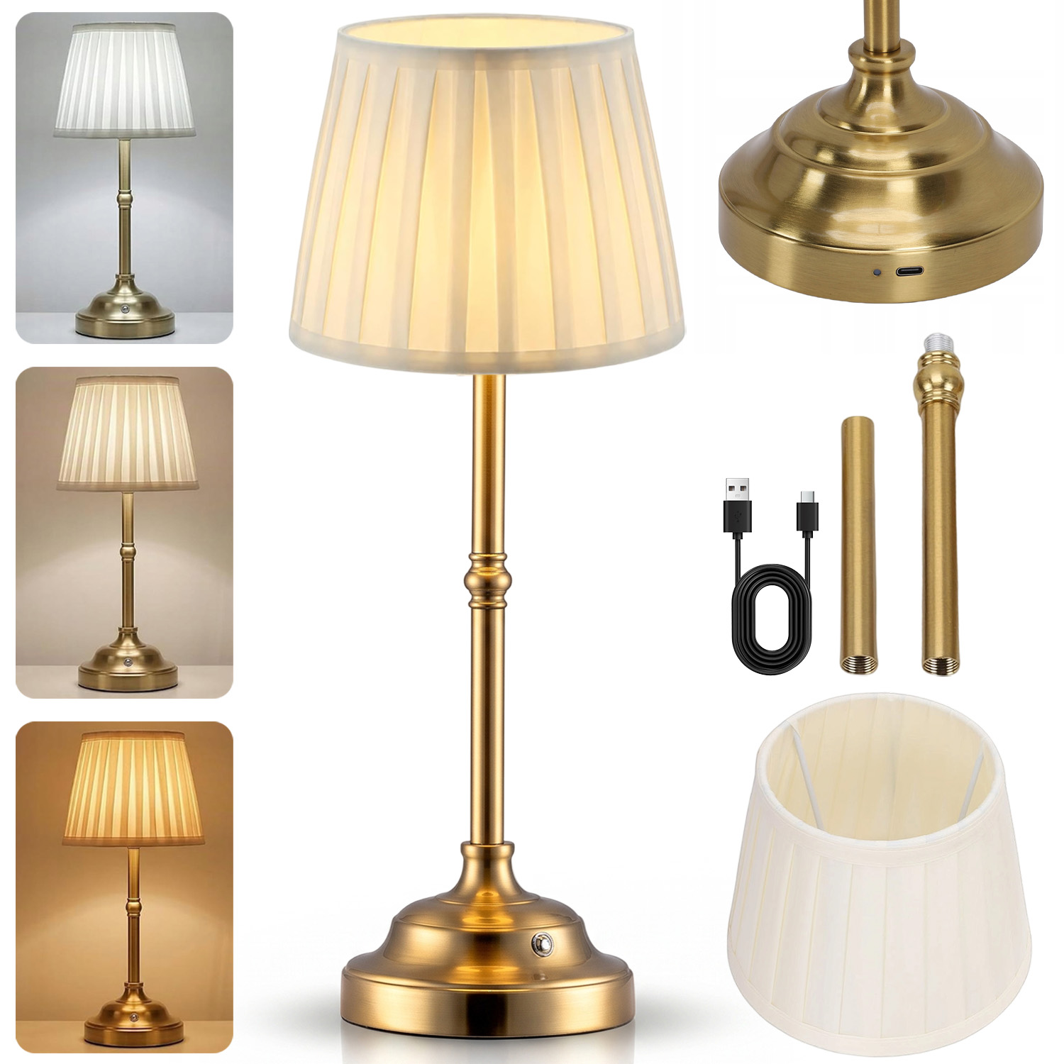 Stolní Noční Led Lampa Akumulátoru Usb 3W Stmívatelná, Nastavitelná Dotyková