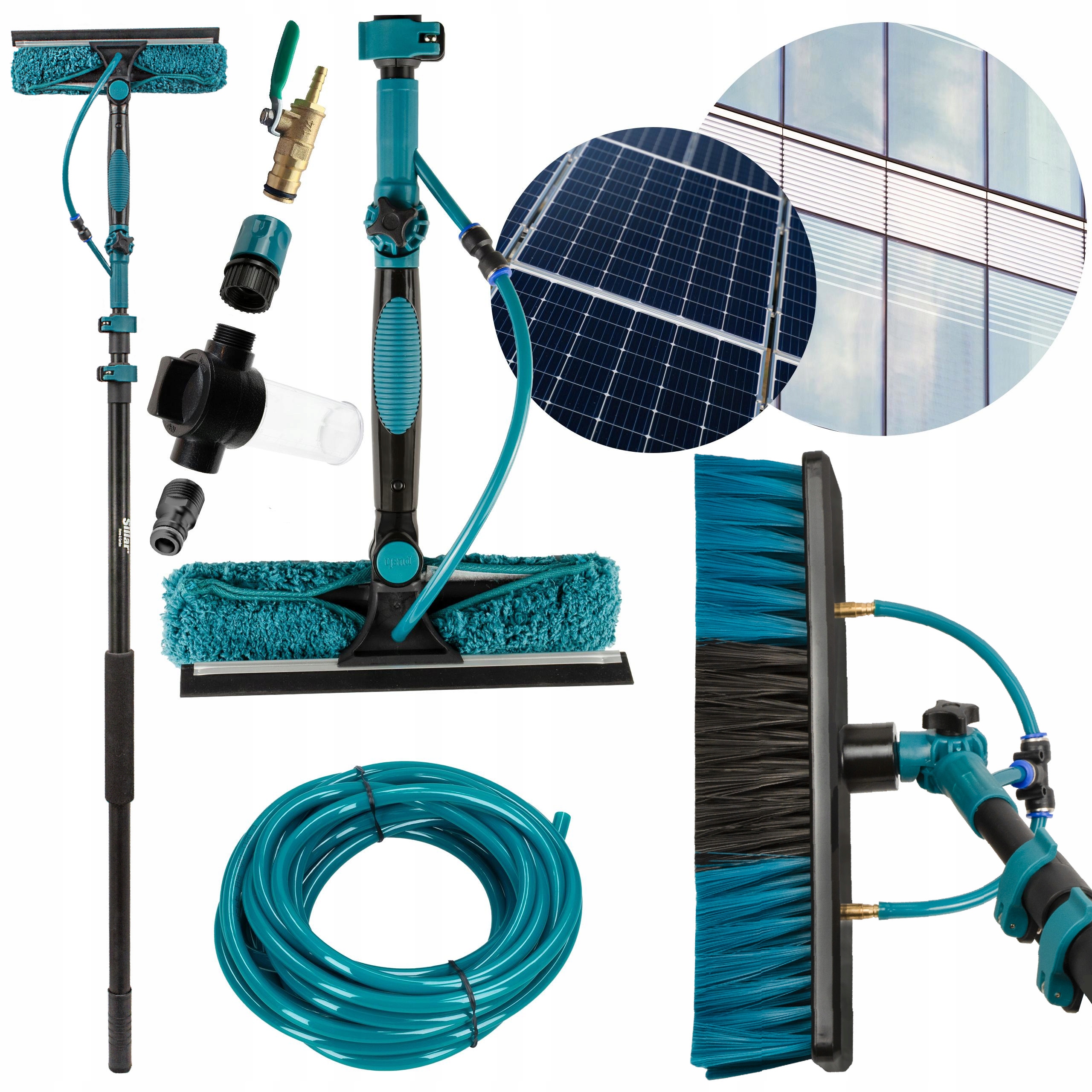 Teleskopická myčka Sillar kartáč na mytí oken fotovoltaických panelů 2 m