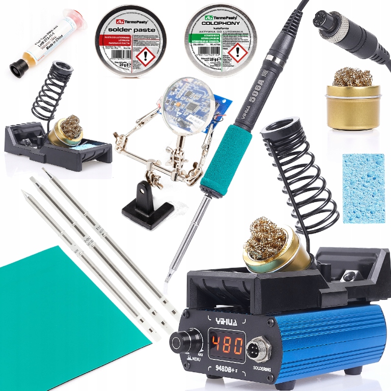 Pájecí Stanice T12 Yihua 948DB-II+ 72W Sada Příslušenství Hroty Cín