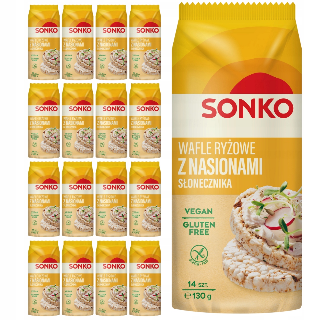 Levně Sonko Rýžové koláčky se slunečnicovými semínky 130 g (14 kusů x 16 kusů