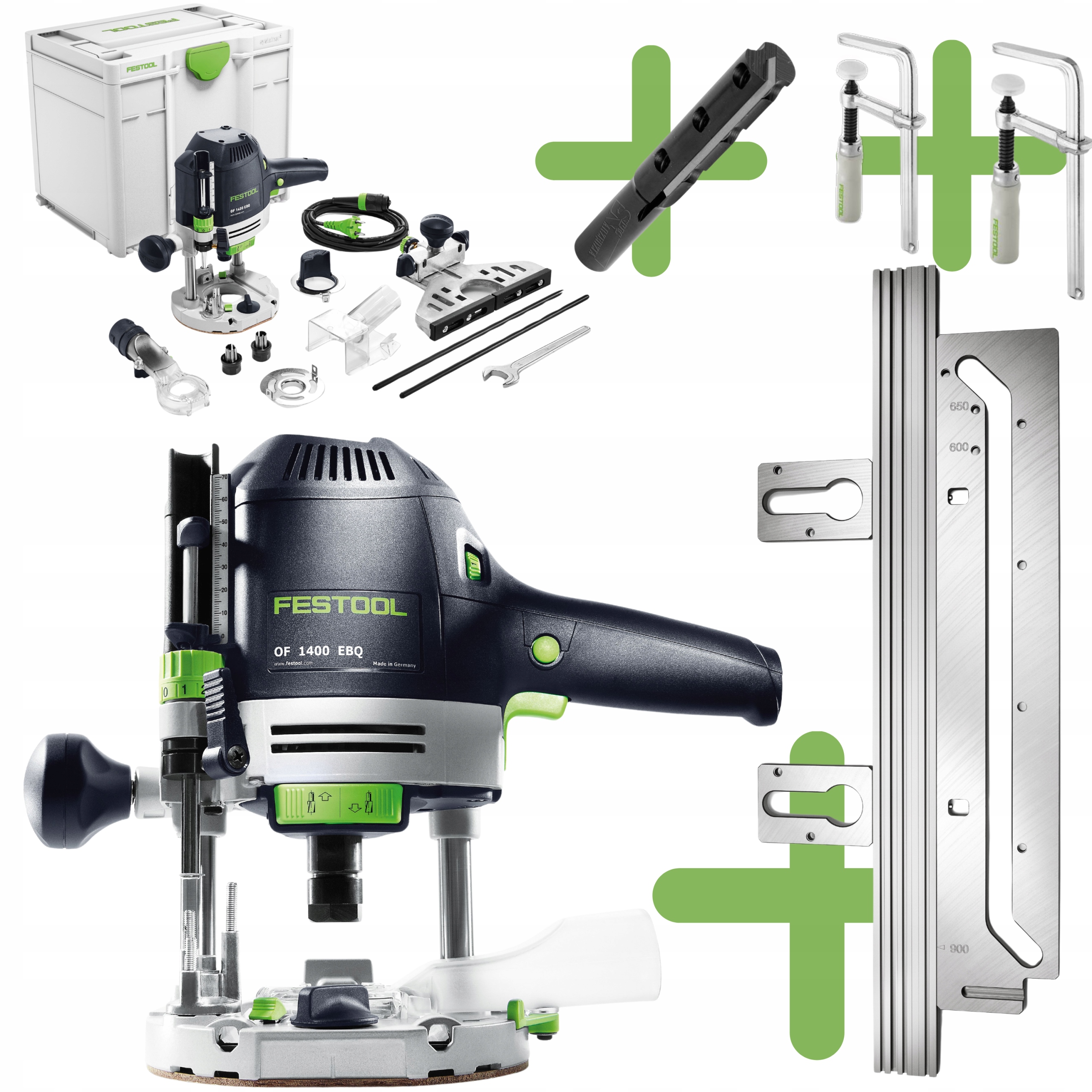 Festool Frézka OF1400 Šablona Fréza Stiskací Komplet Pro Desky