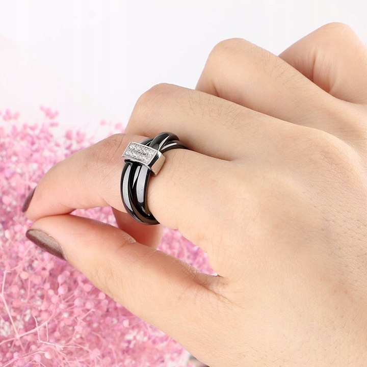 PIERŚCIONEK CERAMICZNY OBRĄCZKI US 7 ROZ. 14/15 I Kamień Bez kamienia