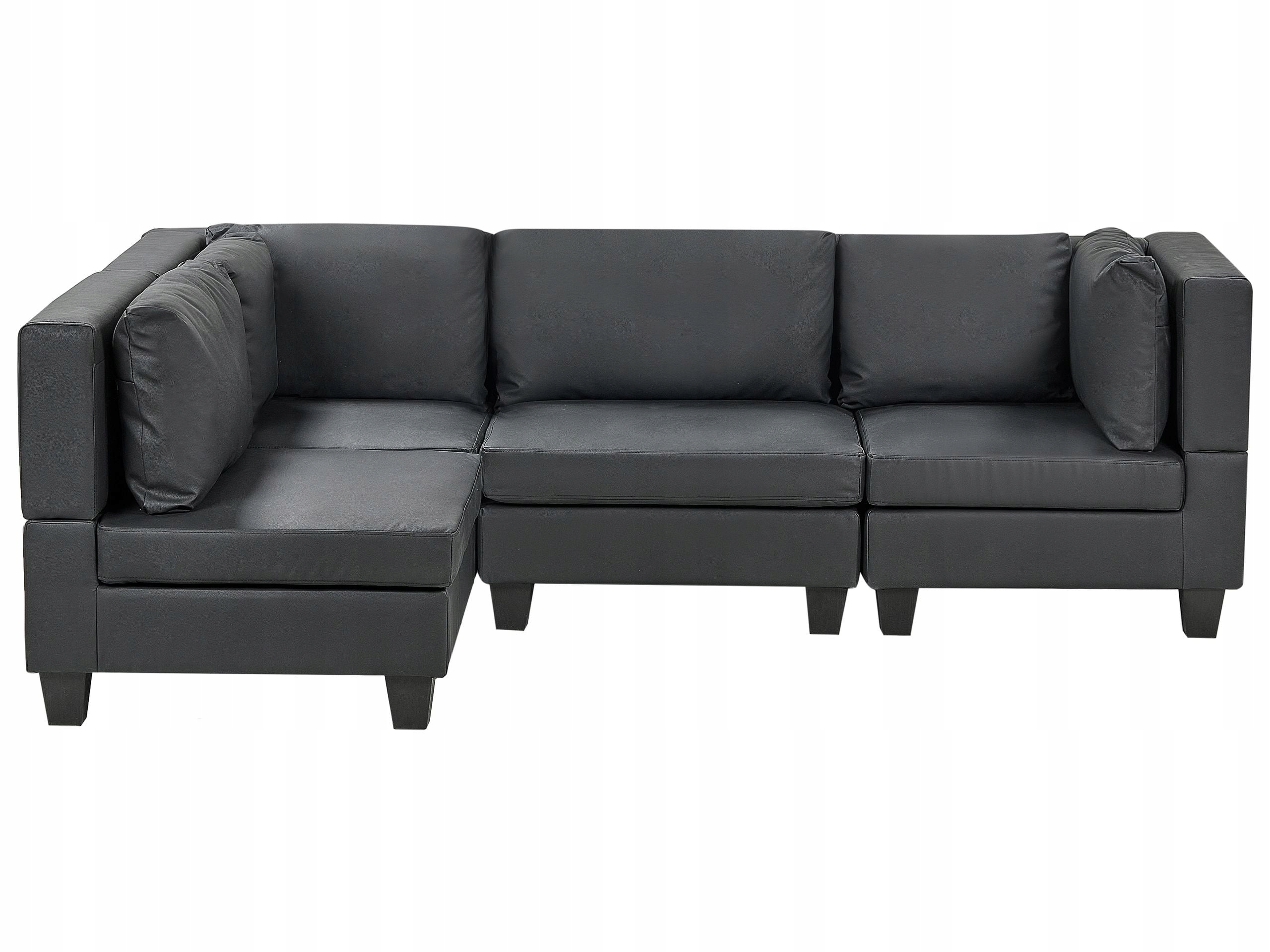 Narożna sofa modułowa ekoskóra 4-osobowa czarna